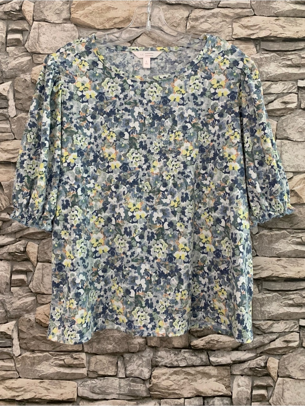#11 NWT LC Lauren Conrad Ruffle Floral Print Balloon Sleeves Blouse Shirt Top